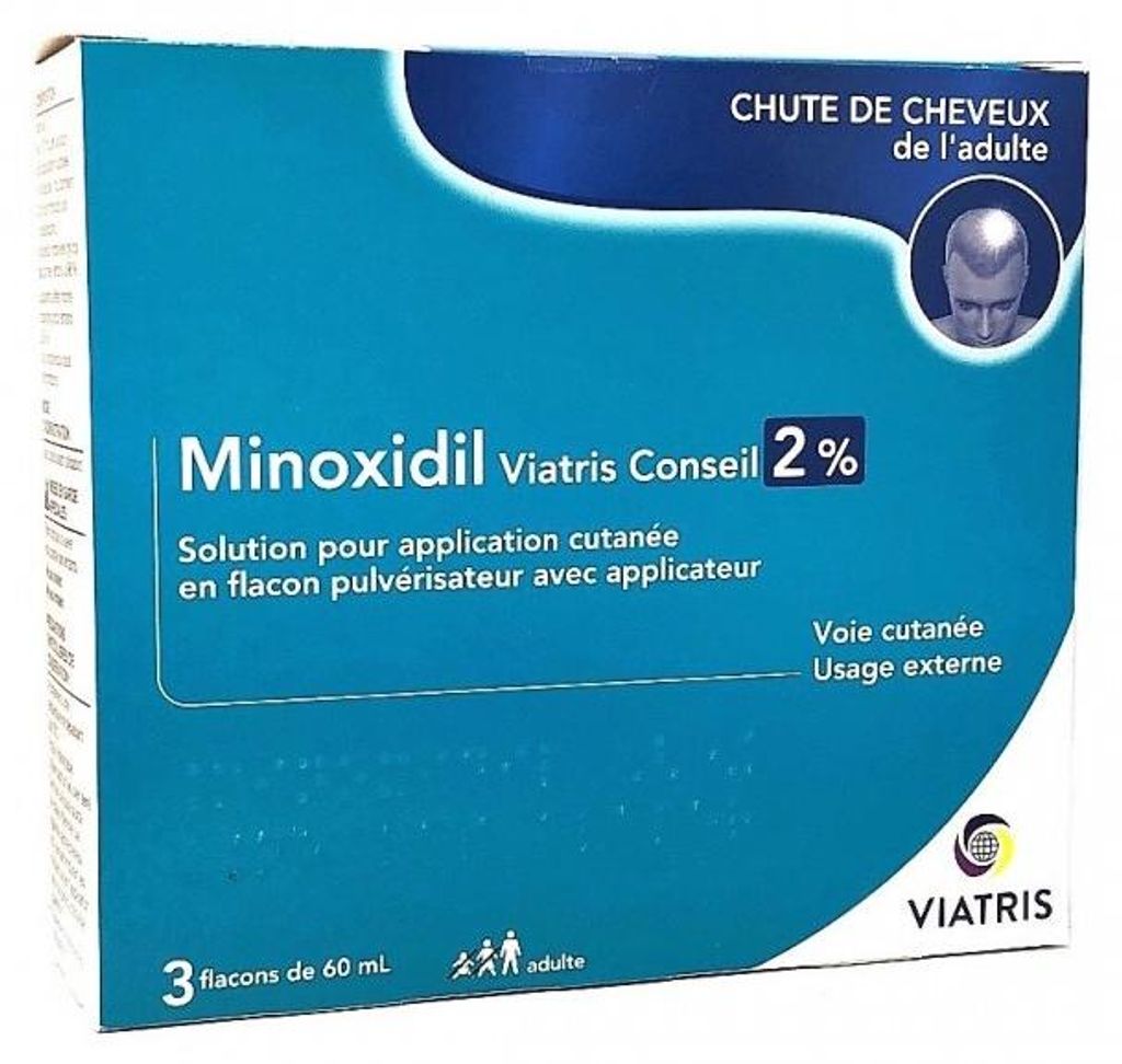 Viatris Haarwuchsmittel, Minoxidil 2%, 3x 60ml Produktbild 