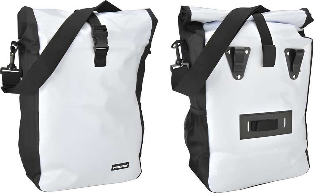 Borsa da bici FISCHER Kurier, bianca/nera in tela Immagine del prodotto 