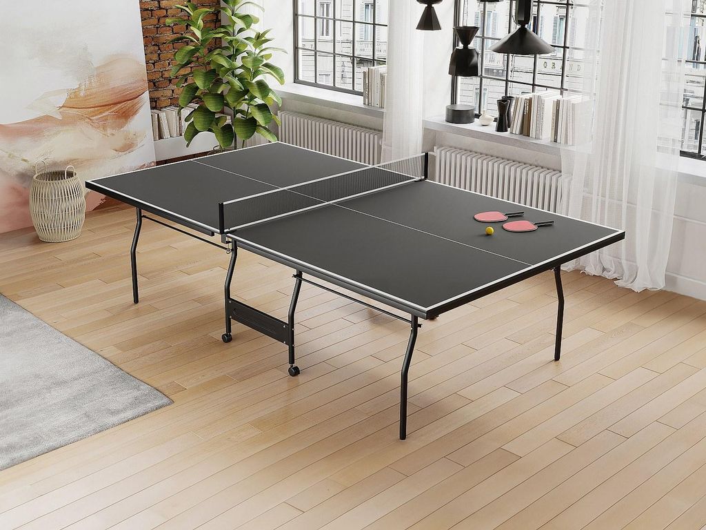 Klappbarer Tischtennistisch auf Rädern mit Zubehör - Anthrazit - L 274 x B 152,5 x H 76 cm - GARRY