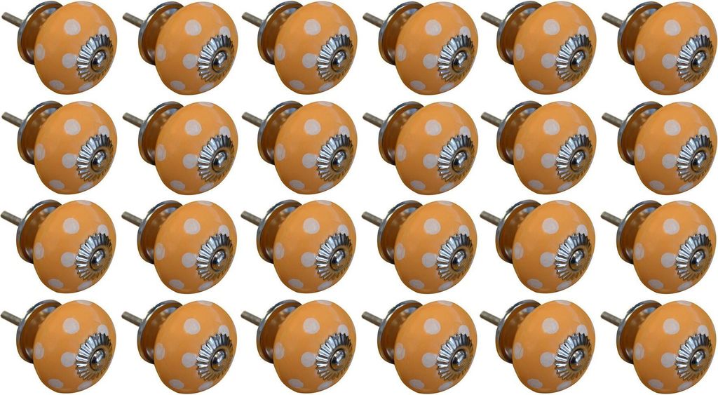 Runde Keramik-Möbelknöpfe von Nicola Spring – Orange Spot – 24er-Pack