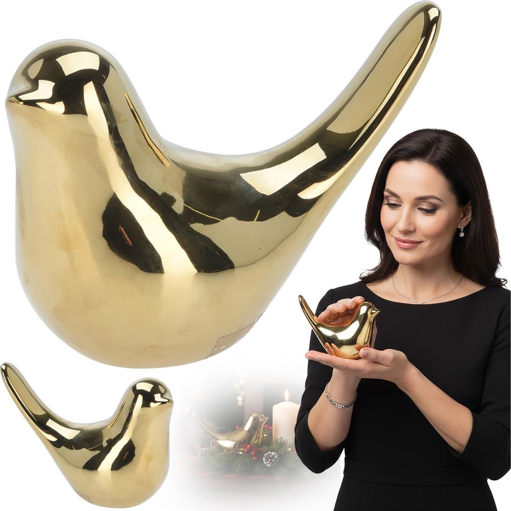 Vögel Gold Figur Skulpturen Statuen Dekofigur deko Tisch, Weihnachten Vögel Weihnachtsdeko tischdeko