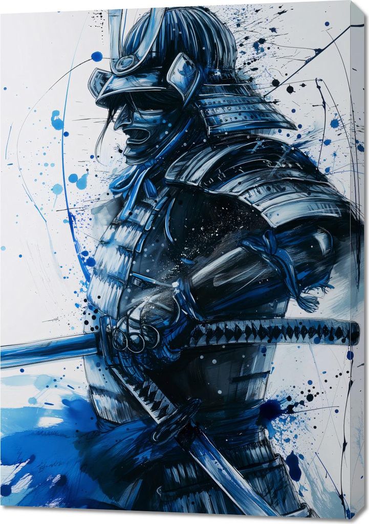 Bild 70x100cm Samurai in Blau