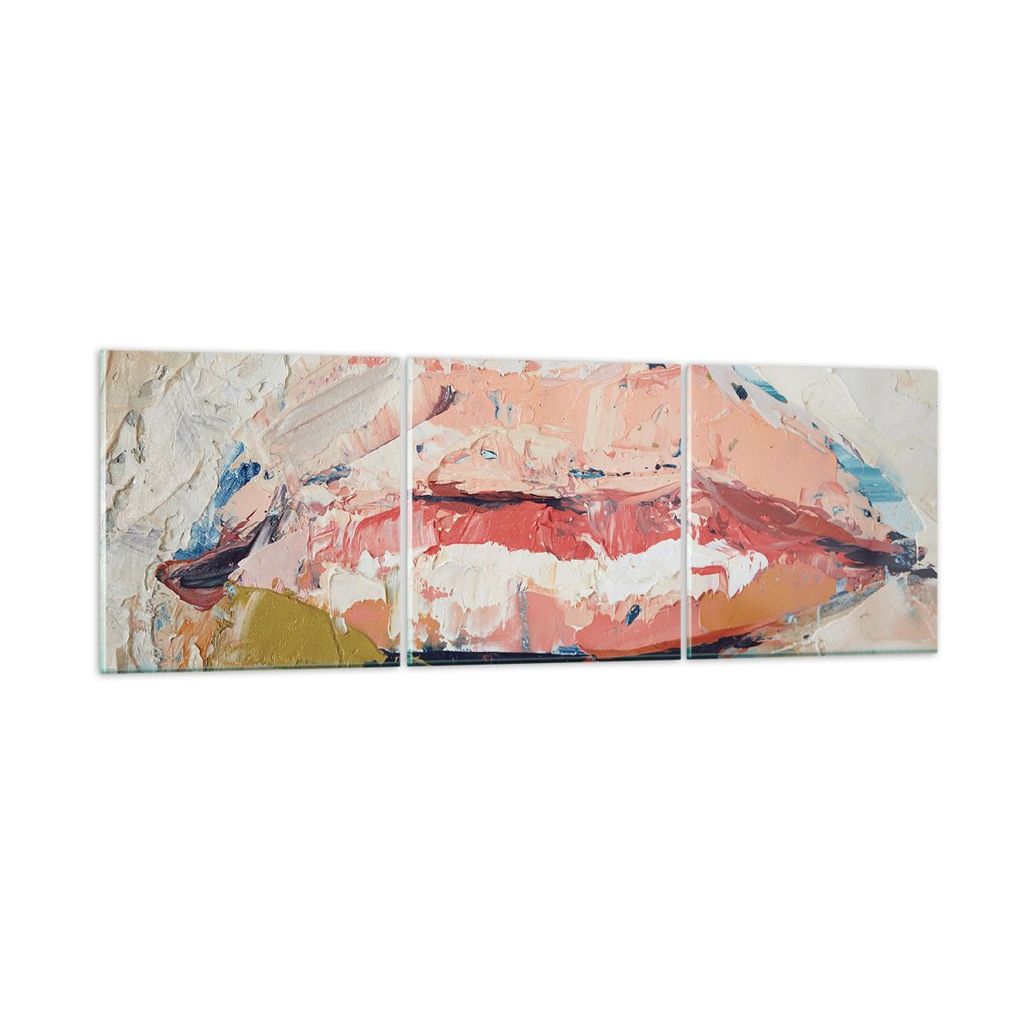 Bilder auf glas - 3 Teile - Mund pastos Stück - 120x40cm - Glasbilder - Wandbilder - Bilder - zum Aufhängen bereit - Wanddekoration aus Glas - Gl...