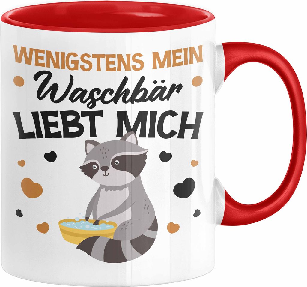 Waschbär Tasse Geschenk Wenigstens Mein Waschbär Liebt Mich Produktbild 