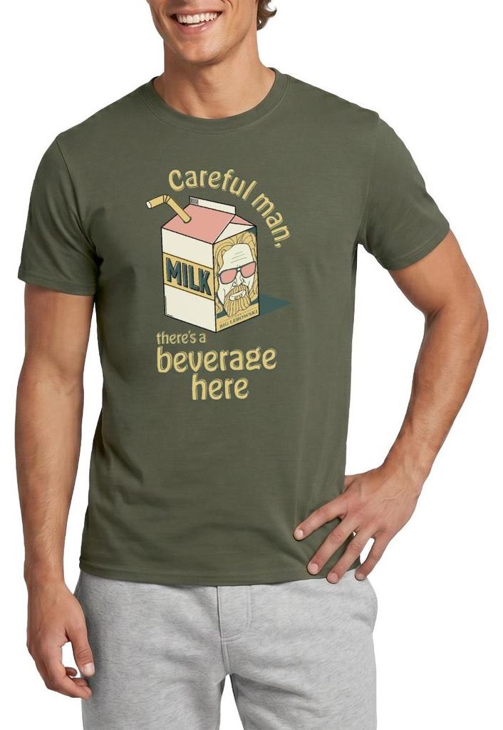 Spreadshirt The Big Lebowski Careful man, there's a beverage here Männer T-Shirt, XXL, Militärgrün