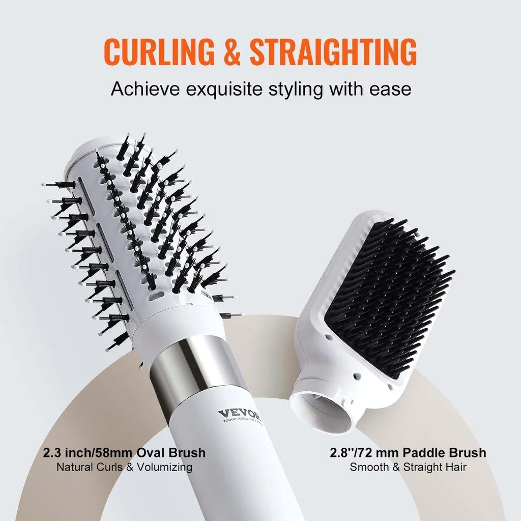 Brosse à air chaud ionique avec 2 brosses interchangeables noires