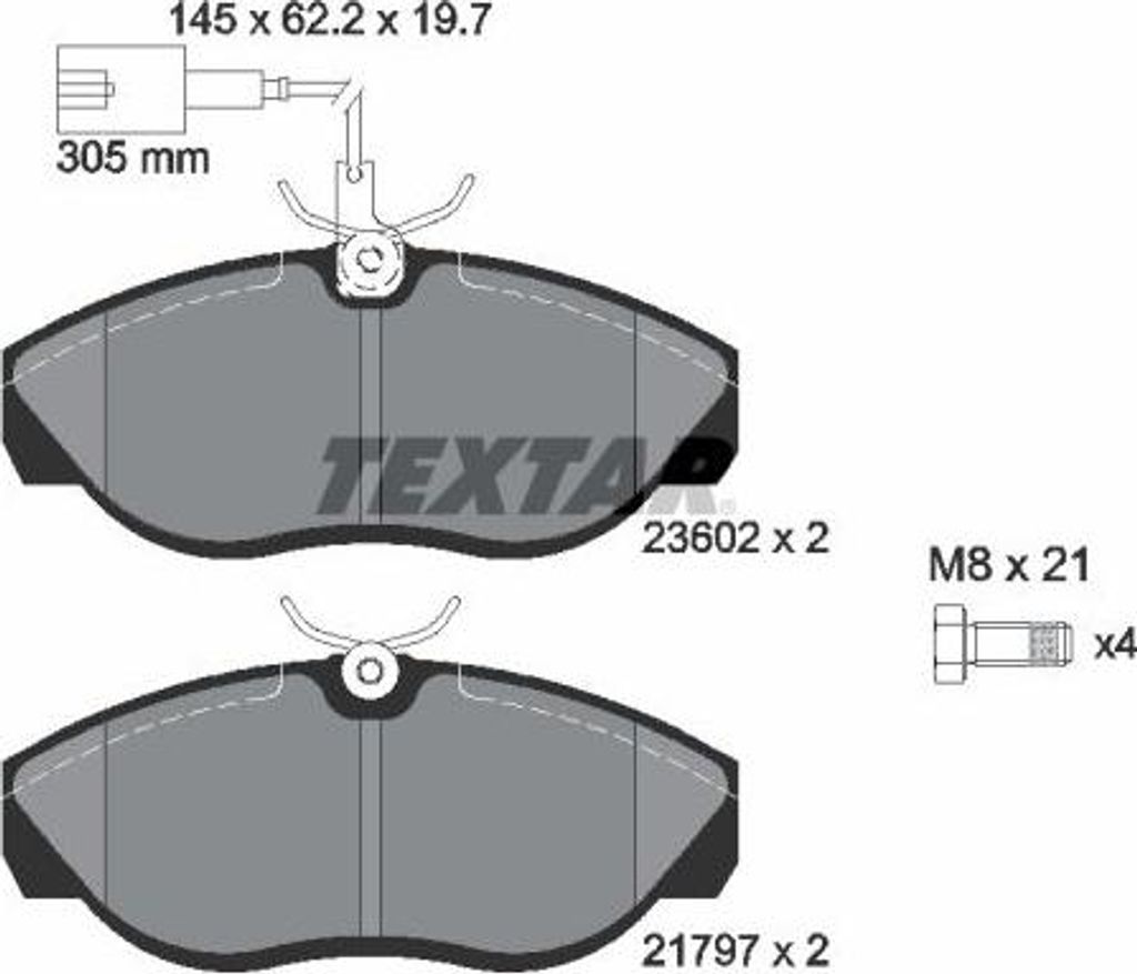 TEXTAR 2360201 Bremsbelagsatz, Scheibenbremse OE 1617279080 kompatibel mit Jumper, Boxer, Ducato
