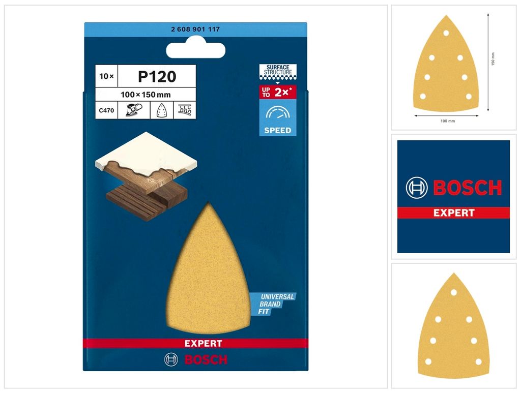 BOSCH Delta Wood Paint Expert C470 Schleifblätter – 100 x Produktbild 