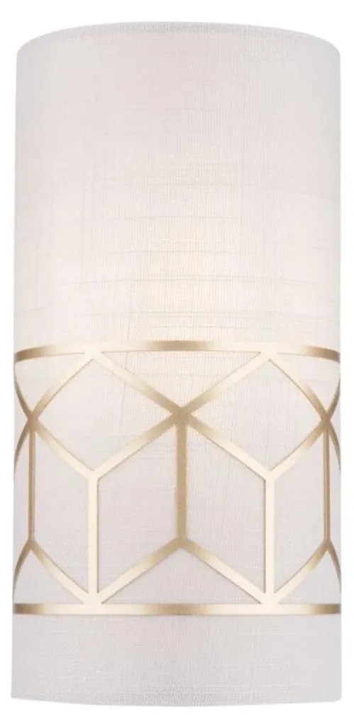 Applique dorée MESSINA avec abat-jour en tissu, design compact 24cm