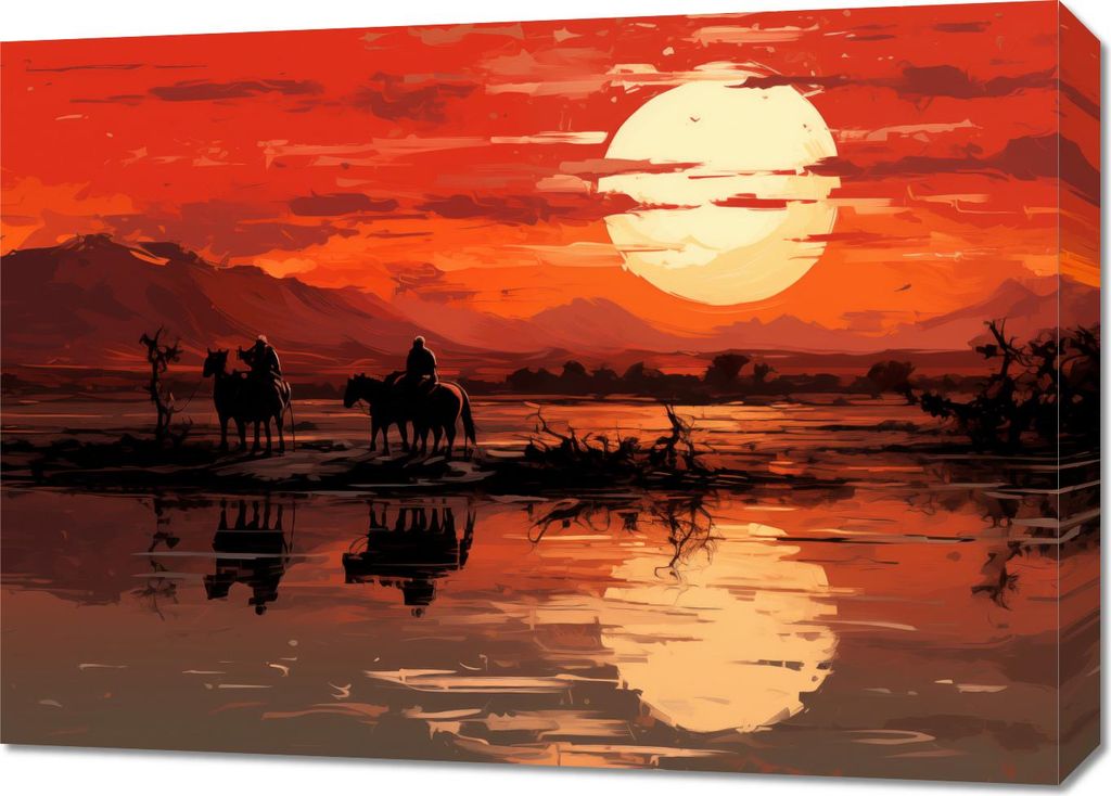 Bild 70x50cm Sonnenuntergang in der Prärie