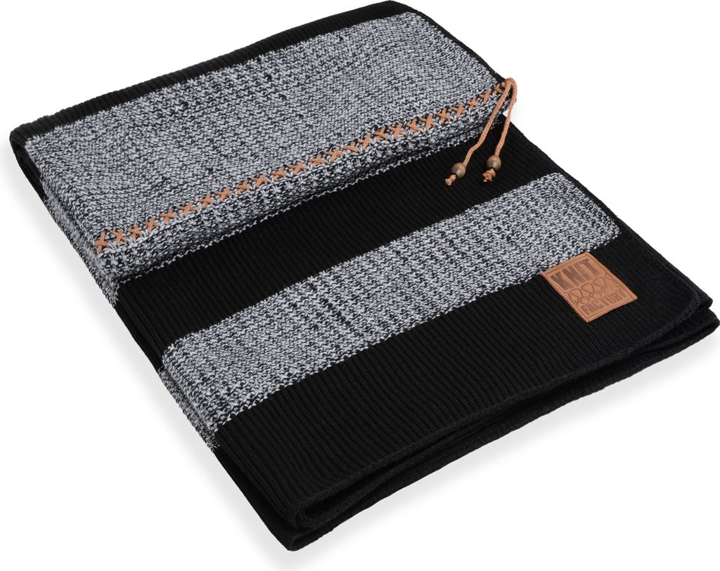 Knit Factory Roxx Plaid - Schwarz/Grau - 160x130 cm