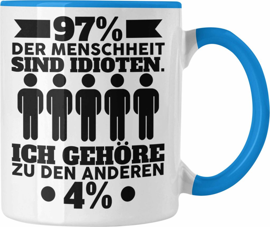 Trendation - Lustiger Spruch 97% Der Menschen Idi*** Ich Gehöre Zu 4% Mathe Spruch Geschenk für Mathematiker Mathelehrer (Blau)
