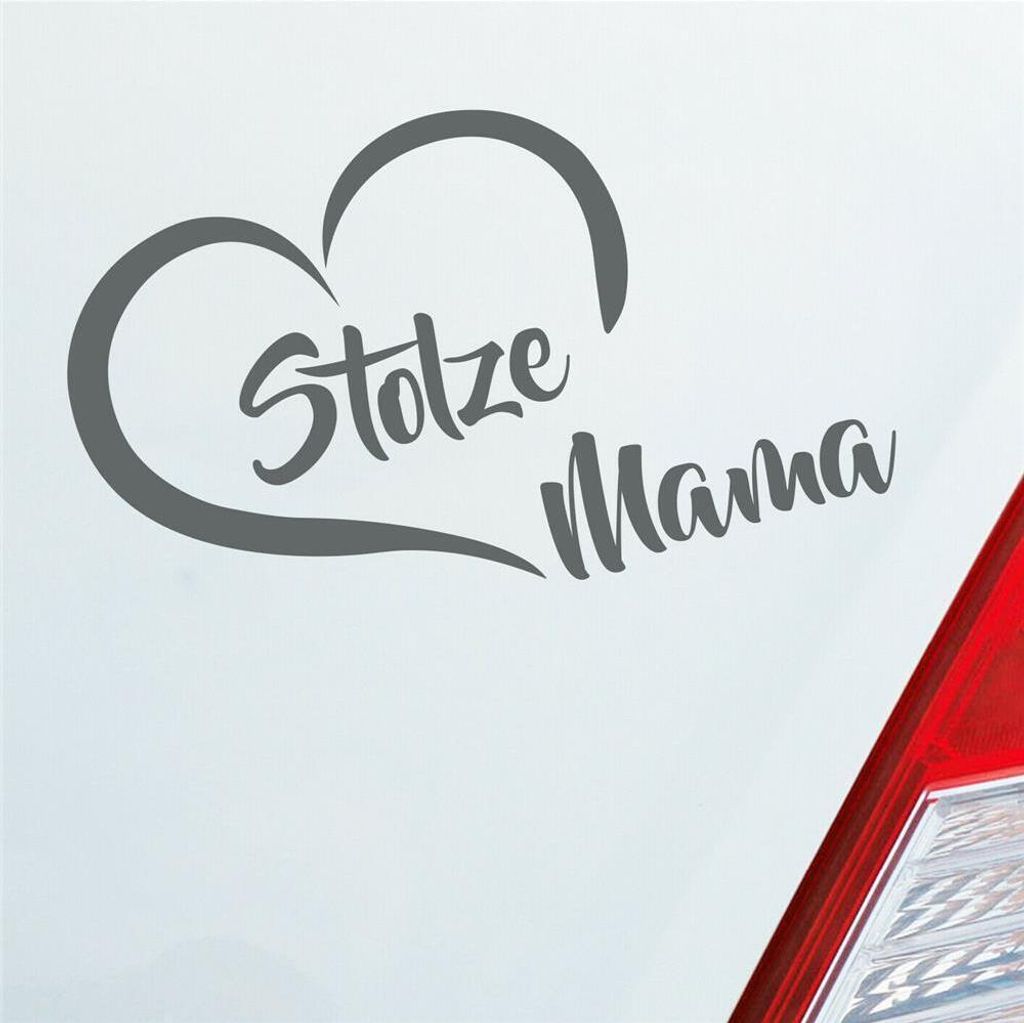Auto Aufkleber Stolze Mama Liebe Herz Mutter Kind 16x10 cm Grau Sticker Heckscheibenaufkleber