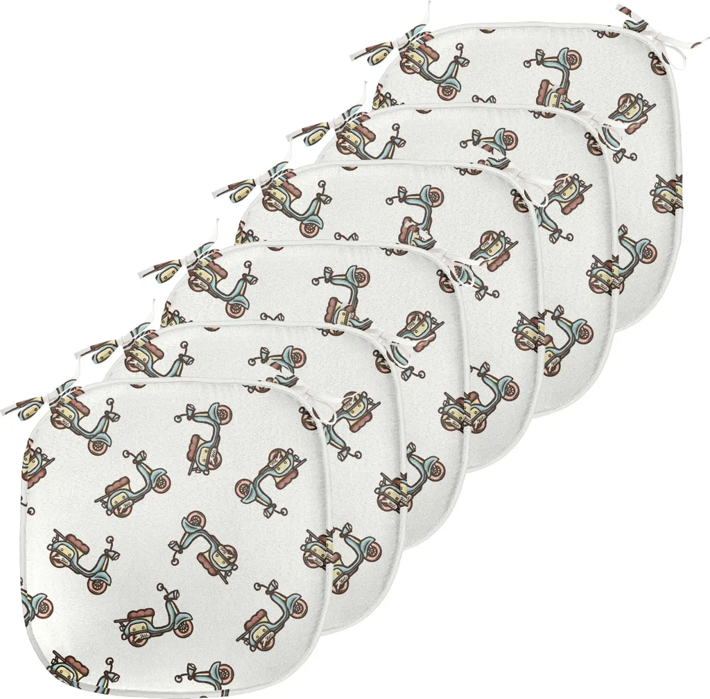 Coussin de Moto Bas et Chaise Cuisine Imperméable avec Attaches Lot de 6