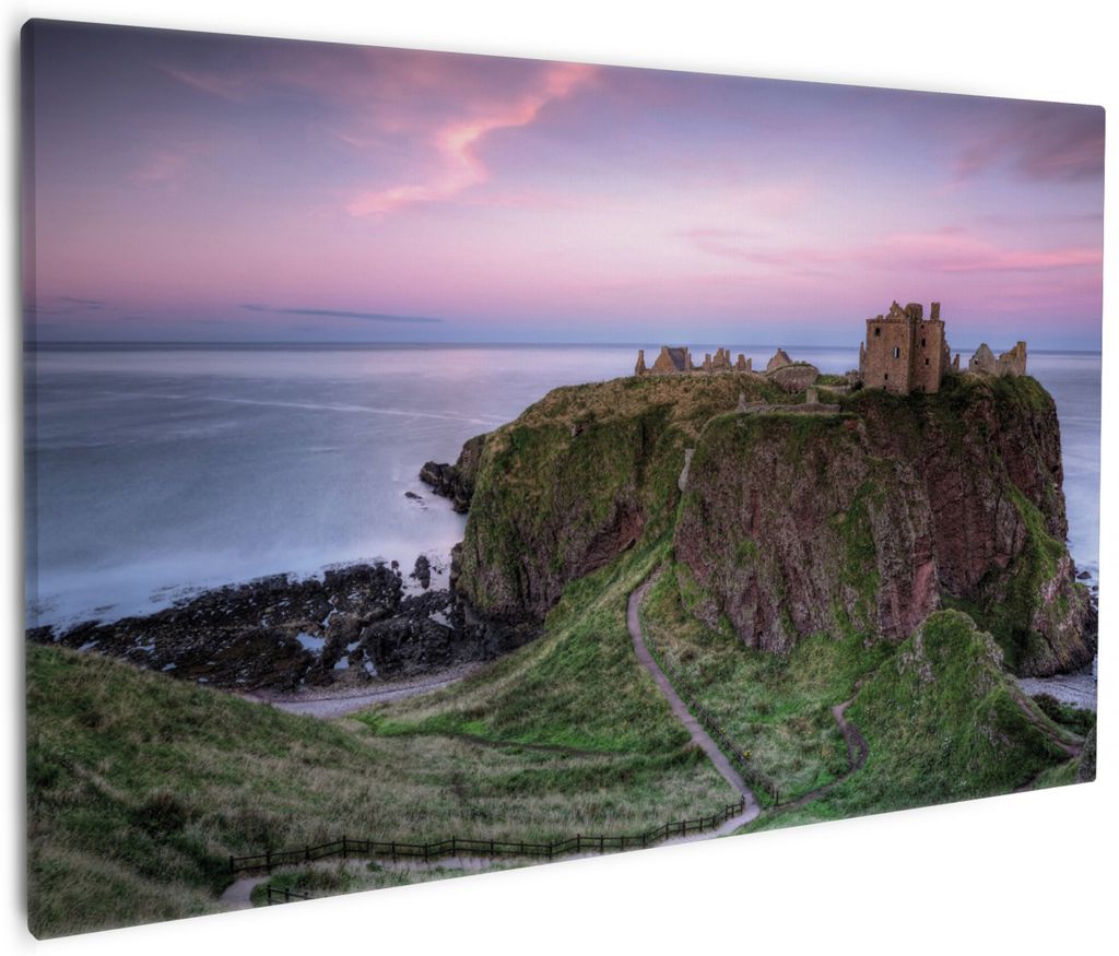 Wallario Premium Leinwandbild Schloss am Meer in Größe 60 x 90 cm