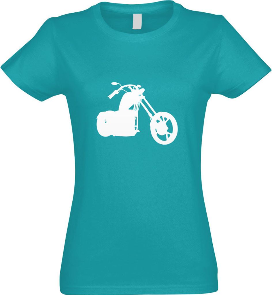 Kiwistar - T-Shirt tailliert - Damen - türkis - Chopper - Motorrad - Bike - mit Motiv Bedruckt - Funshirt Design - Sport - Freizeit - Damen - S