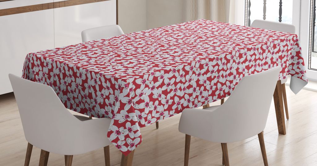 ABAKUHAUS Blumen Tischdecke, Blühende Blumen-Muster, Schmutzabweisent mit Modernster Druck Technologie Waschbar Klare Farben, 140 x 240 cm, Dark P...