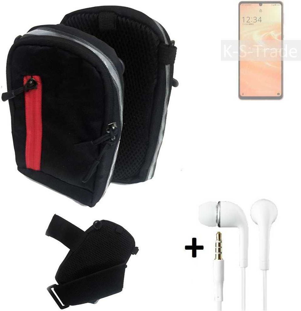 K-S-Trade Outdoor Gürteltasche Holster Umhängetasche + Kopfhörer kompatibel mit Sharp Aquos Sense6s schwarz Handy Tasche Case travelbag