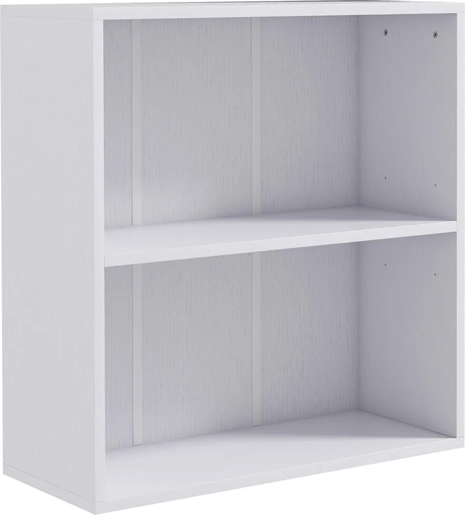 Meuble de rangement bas blanc avec étagère modulable pour salon et bureau