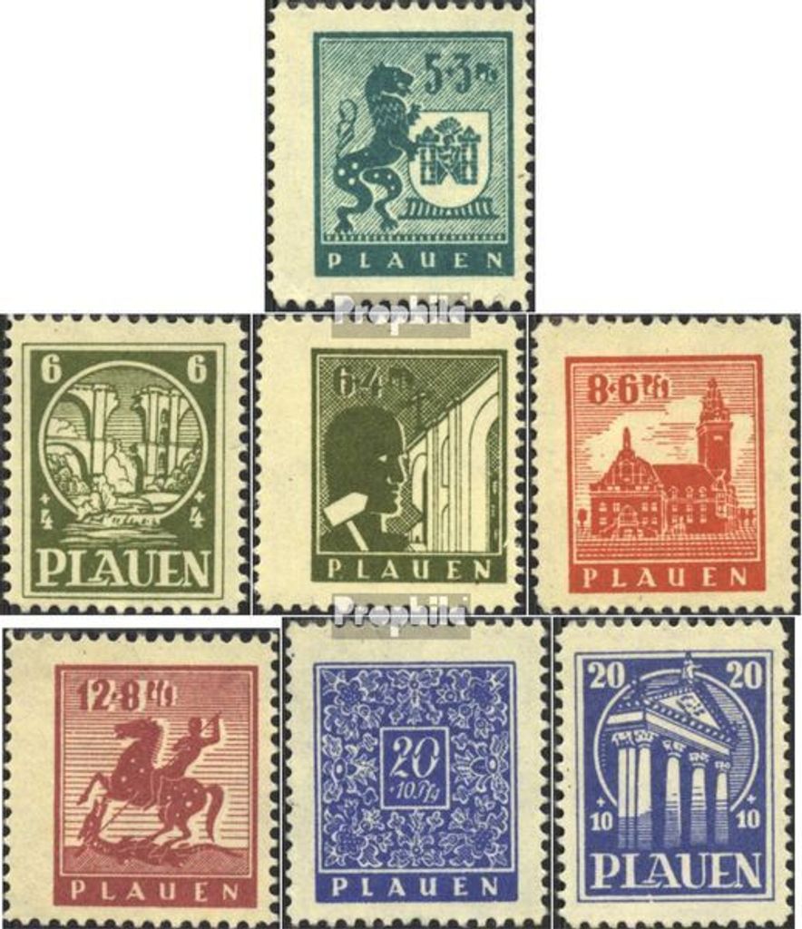 Briefmarken Plauen im Vogtland 1945 Mi 1y-7y (kompl.Ausg.) postfrisch Freimarken