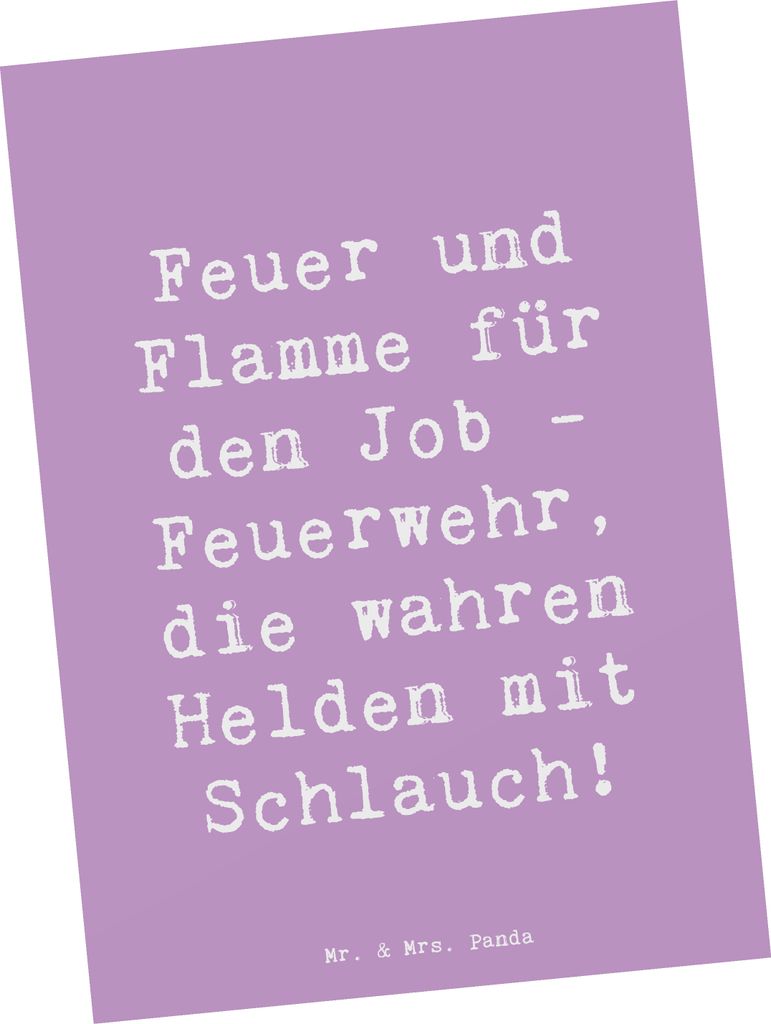 Mr. & Mrs. Panda Postkarte Spruch Feuerwehrmann Helden - Lavendeltraum - Geschenk, Geschenke für Berufstätige, mutige Männer und Frauen, Ansicht...