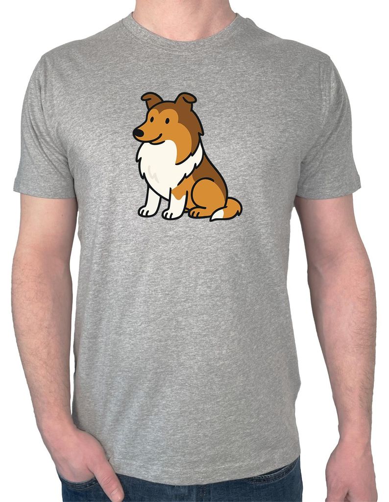 Huuraa Herren T-Shirt Collie Comic Colli XL Sport Grey Bio Baumwolle Fairtrade Herrenshirt Geschenkidee