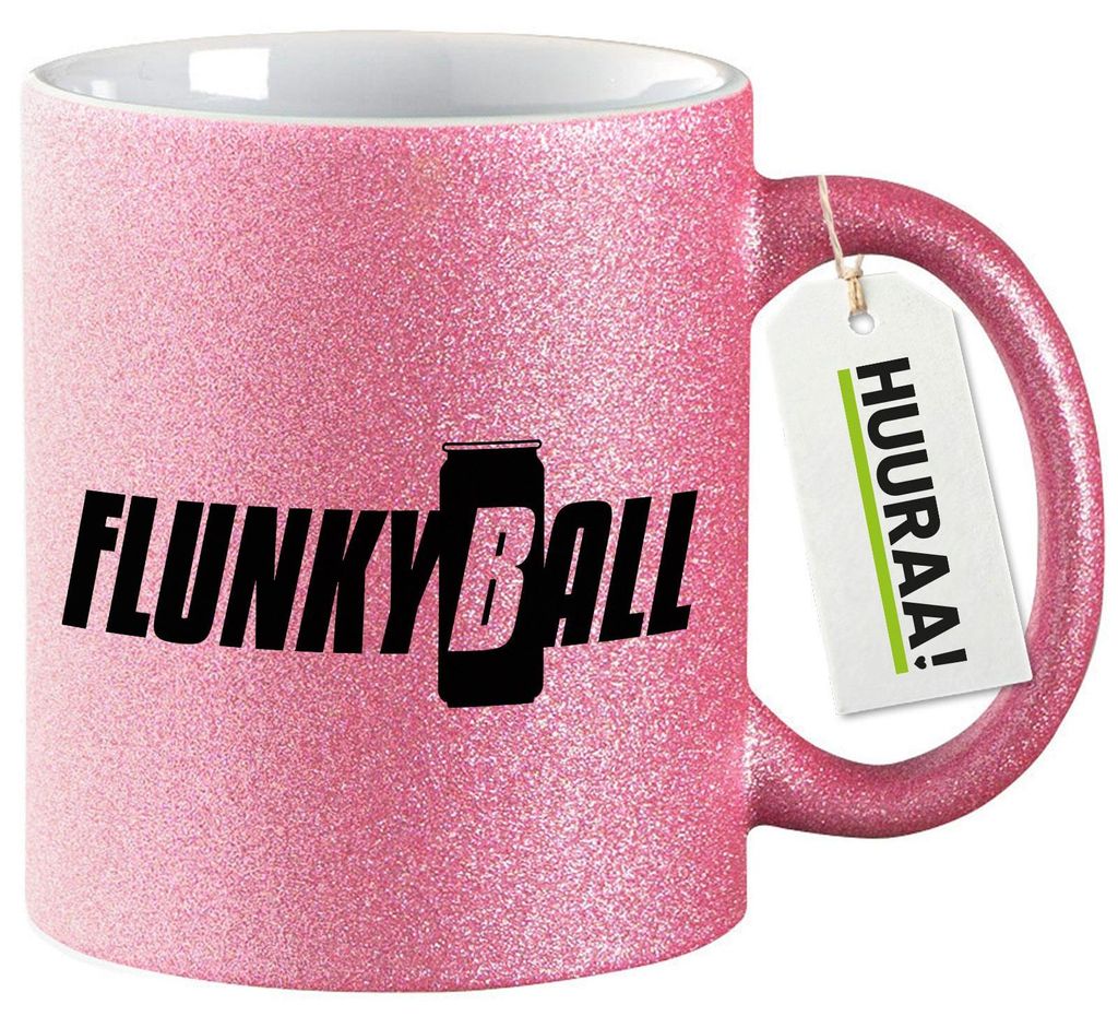 Huuraa Glitzertasse Flunkyball Bierdose 330ml Pink Keramik Kaffeebecher Geschenkidee