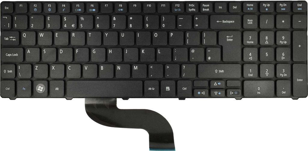vhbw Tastatur Keyboard QWERTY kompatibel mit Acer Aspire 8940G Notebook - Schwarz, mit Nummernblock