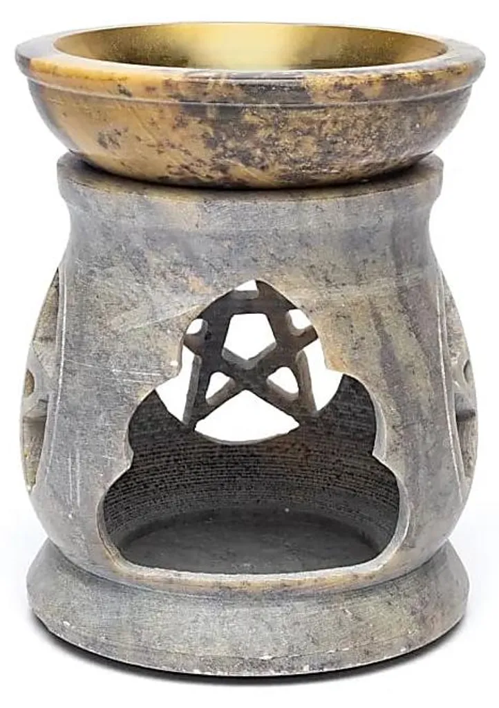 Diffuseur de Parfum en Pierre Stéatite et Gravure Pentagramme 11cm - 2
