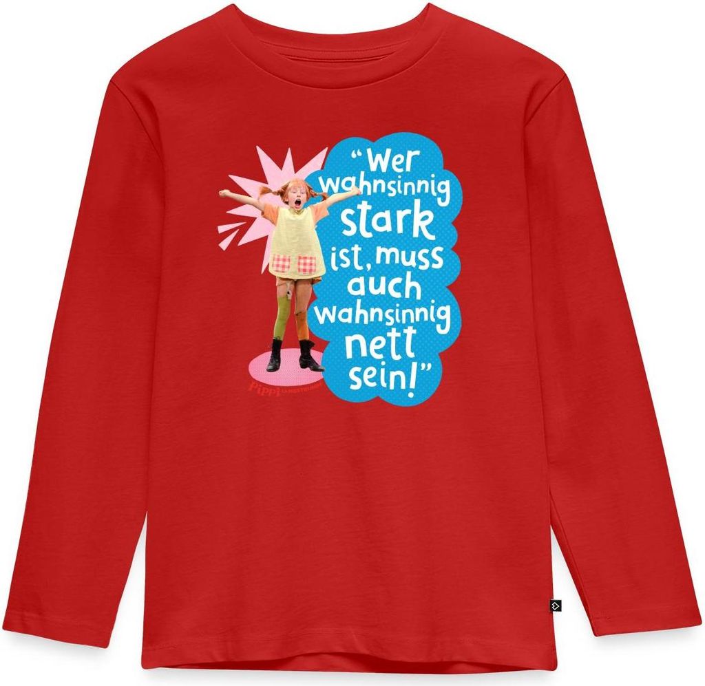 Spreadshirt Pippi Langstrumpf Mit Spruch Kinder Premium Langarmshirt, 122/128 (6 Jahre), Rot