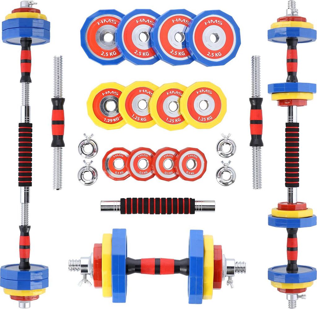 Set Componibile Manubri e Bilanciere HMS con 27 Kg di Pesi Cromati con Valigetta | Outlet Fitness Set Componibile Manubri e Bilanciere HMS con 27 Kg di Pesi Cromati con Valigetta | Outlet Fitness