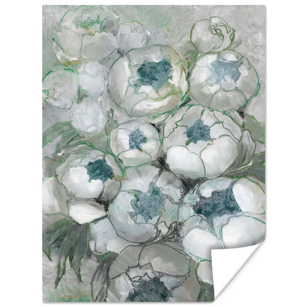 MuchoWow Poster Grün - Blumen - Natur - Abstrakt 120x160 cm - Wandbilder