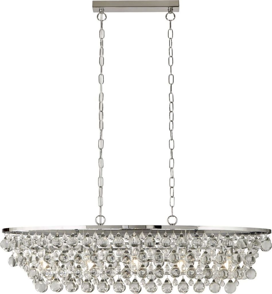 Hängelampe Metall Glas H: max. 131 cm Chrom E27 länglich Produktbild 