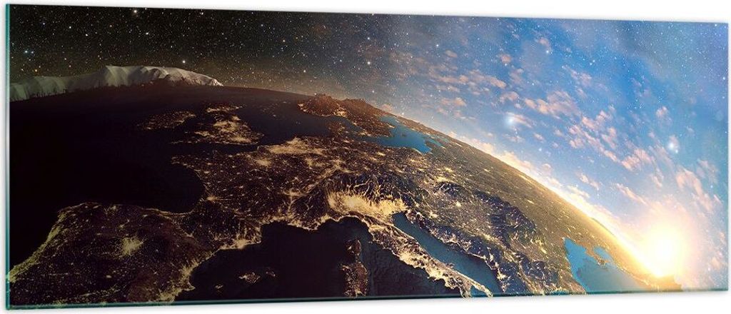 Bilder auf glas - Kosmos Erde - 140x50cm - Glasbilder - Wandbilder - Bilder - Kunstdruck - zum Aufhängen bereit - Wanddekoration aus Glas - Glas B...