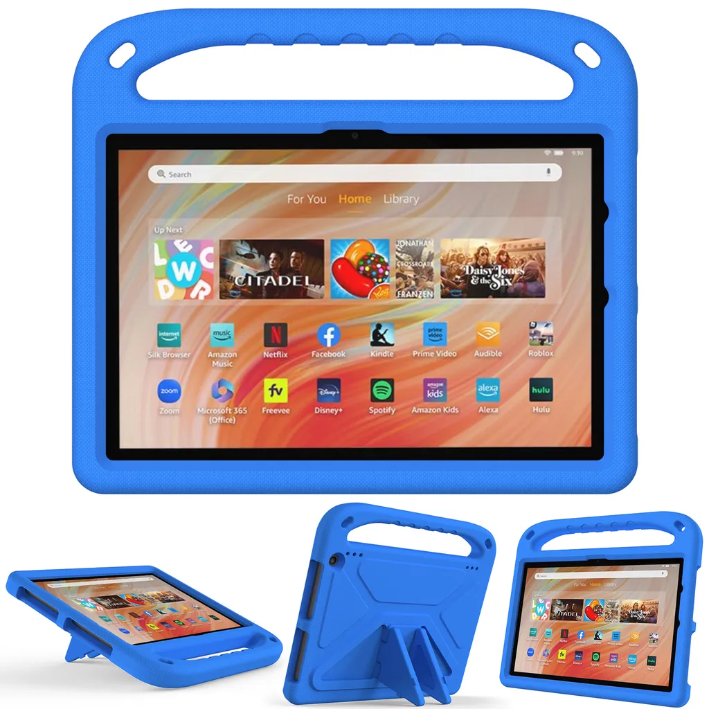 Custodia protettiva per Amazon Fire HD 10 2023, leggera custodia per bambini in EVA con maniglia e supporto Blu - 2
