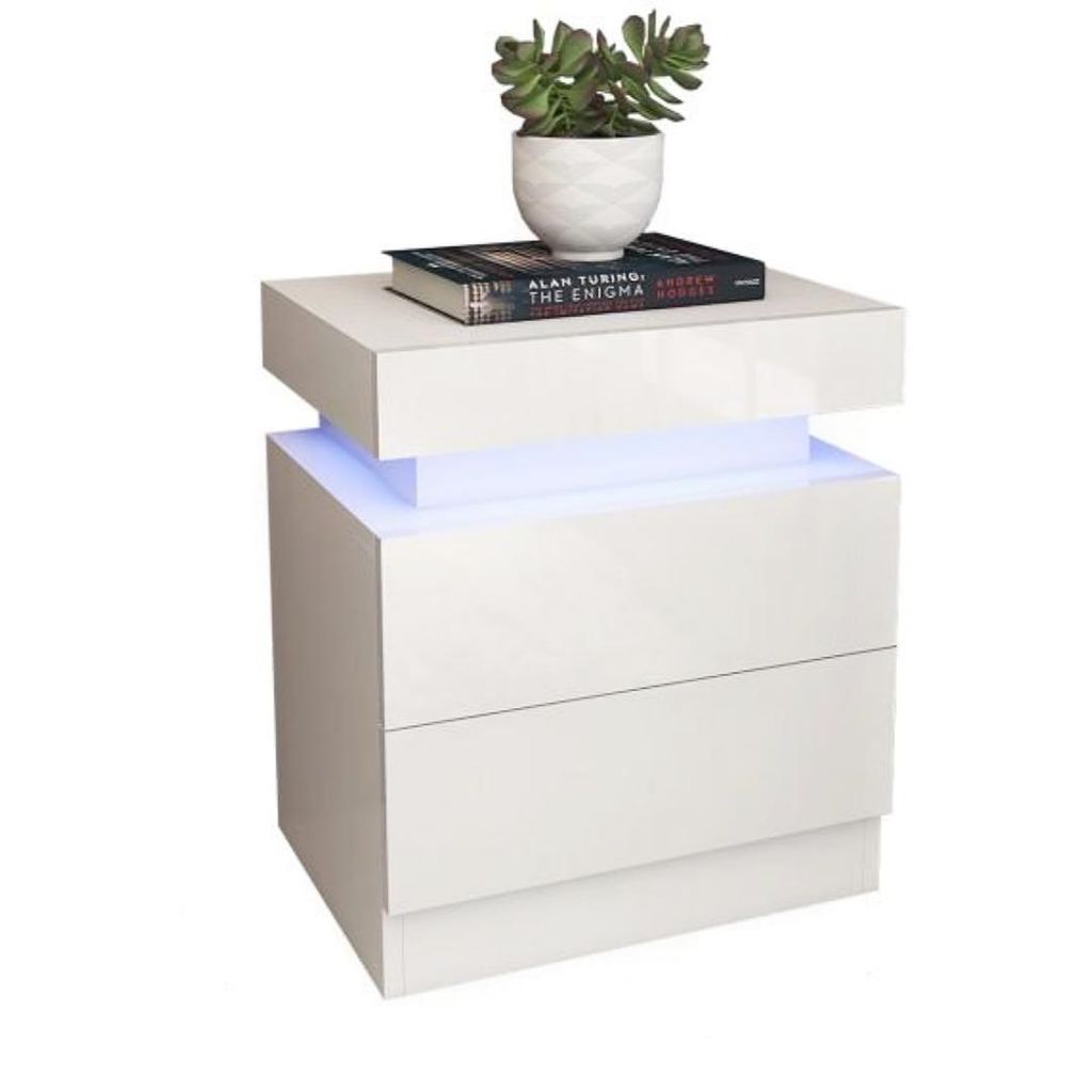 Nachttisch mit LED-Beleuchtung 52cm hoch mit 2 Schubladen 1 Produktbild 