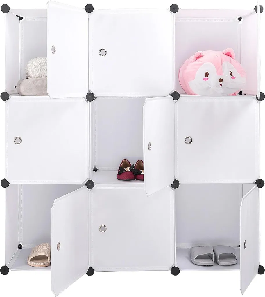 Meuble de rangement 9 cubes blanc bibliothèque modulable 111 cm de large - 2