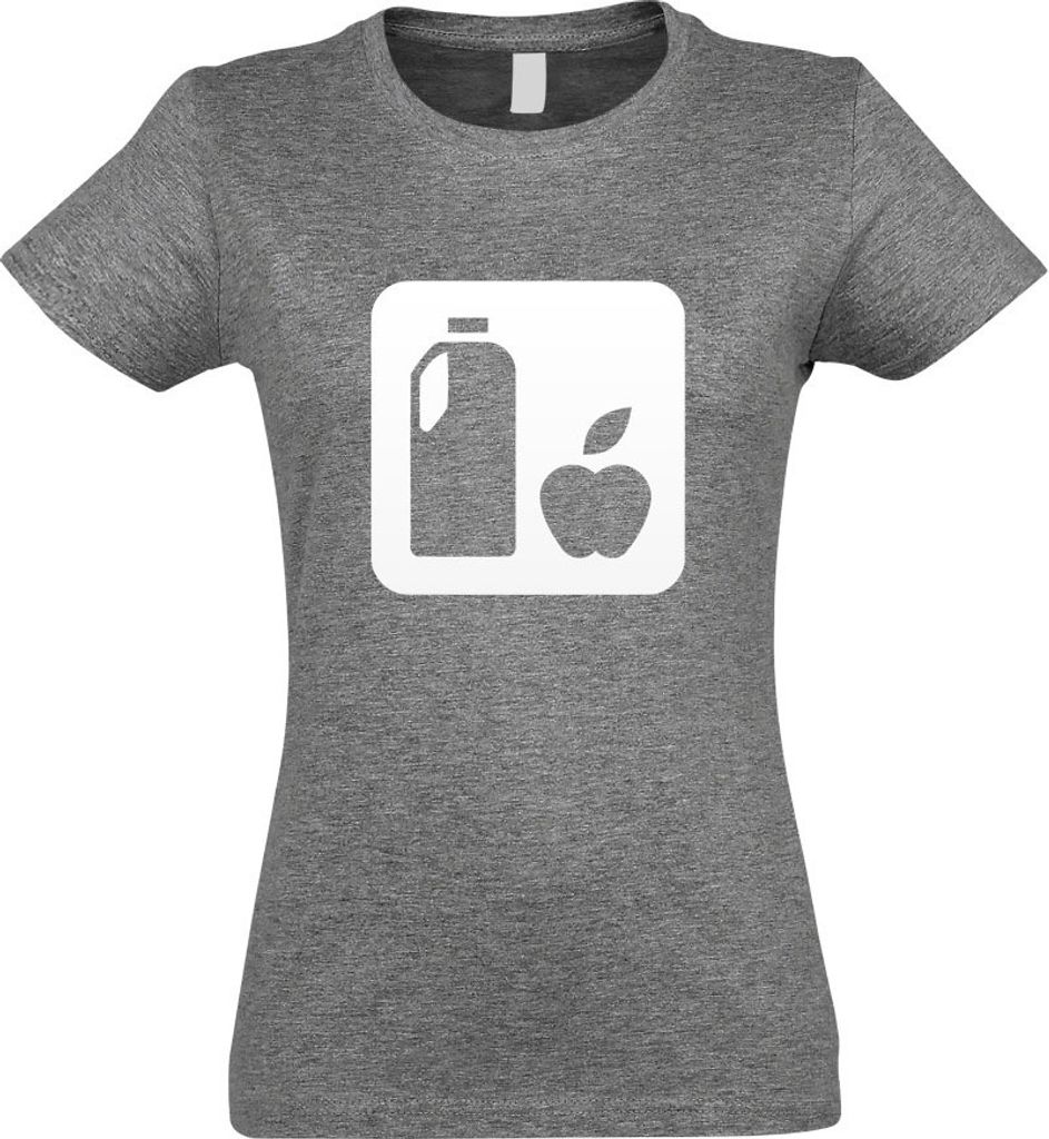 Kiwistar - T-Shirt tailliert - Damen - Graumeliert - Lebensmittel Nahrung Piktogramme - mit Motiv Bedruckt - Funshirt Design - Sport - Freizeit - D...