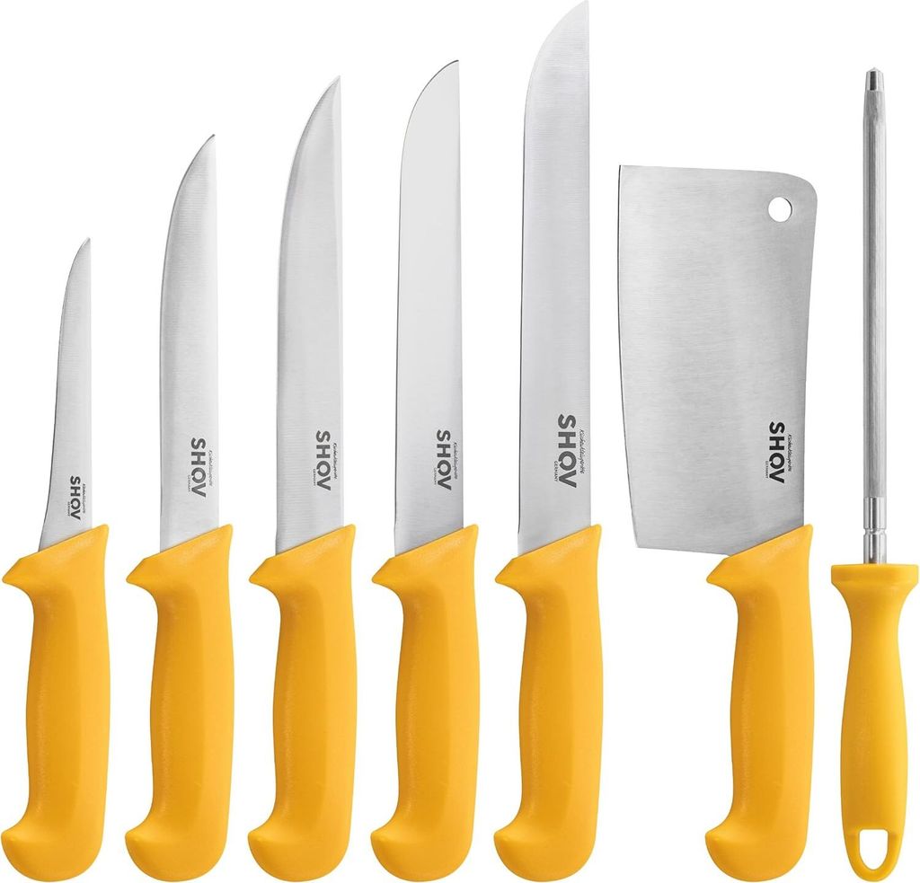 Shov Küchenmesser Set – | Profi Küchenmesser | Kochmesser Set | Fleischmesser | Ausbeinmesser | Scharf & Robust | Für Profis & Hobbyköche (7,...