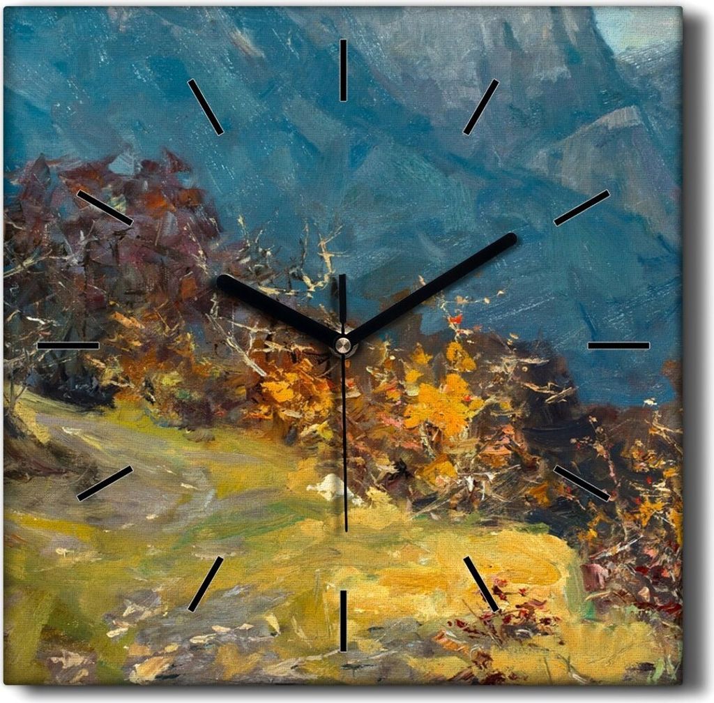Coloray Hodiny Unikátní 30x30 cm Tiché hodiny Pro obývací pokoj a kuchyň Nástěnné hodiny Plátno Černé ručičky hodin - Malování př...