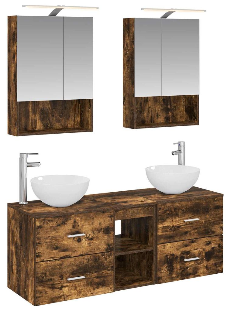 vidaXL Badezimmermöbel-Set 5 pcs Geräucherte Eiche