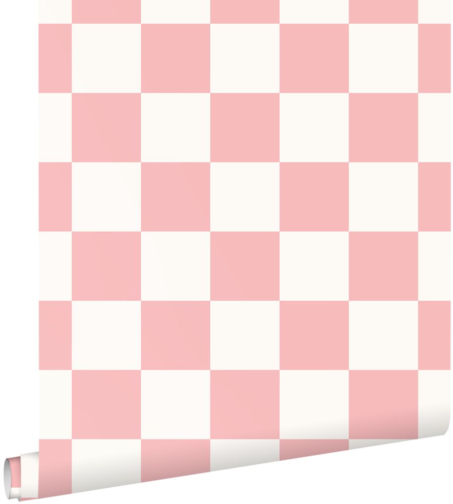 ESTAhome Tapeta motyw kratki różowymIbiałym 53 cm x 10.05 m Zdjęcie produktu 