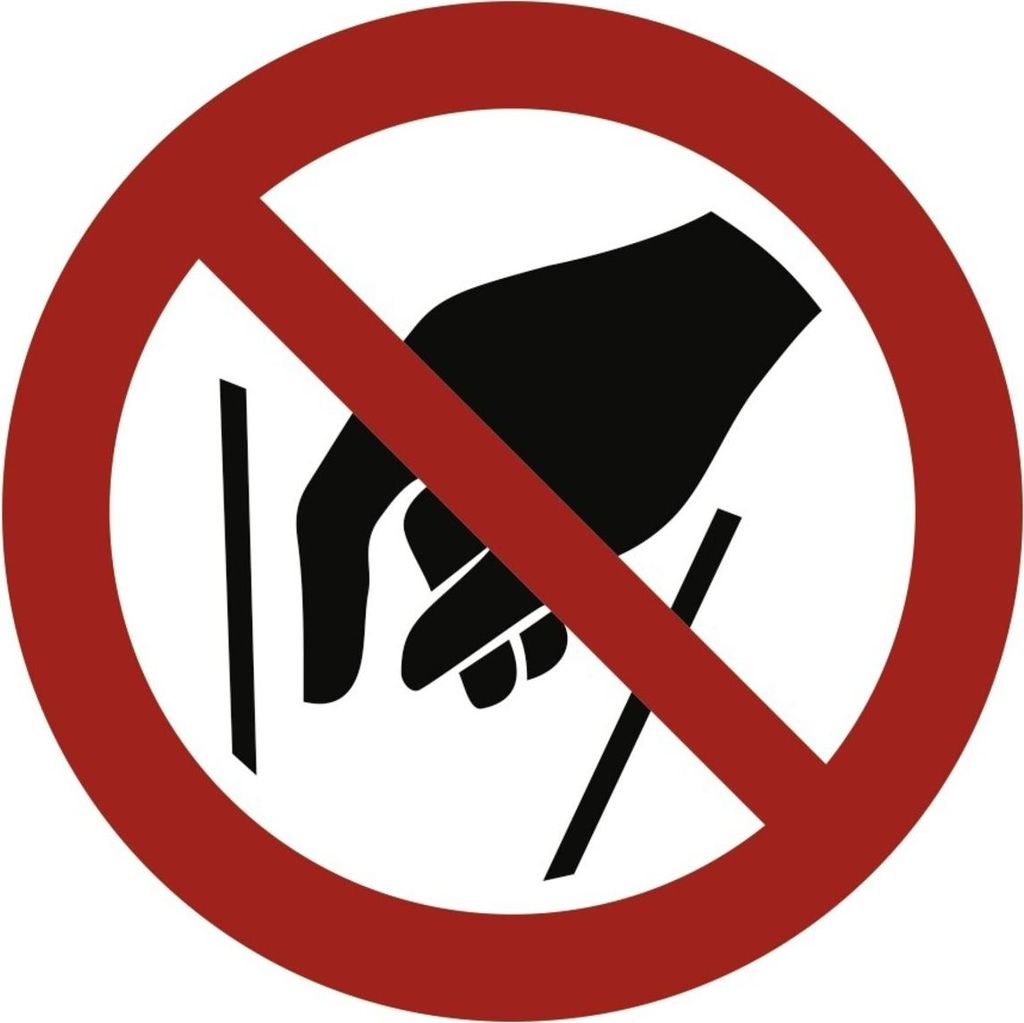 Hineinfassen verboten ISO 7010 Folie Ø 100 mm.