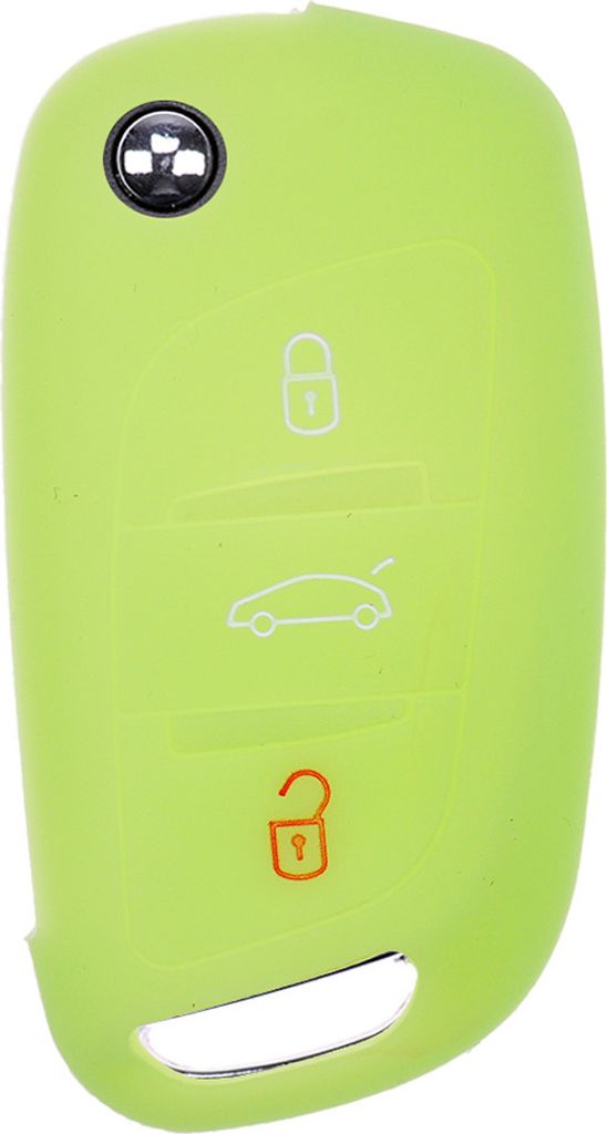 Auto Schlüssel Hülle Silikon Schutz Cover Fluoreszierend Grün kompatibel mit Citroen Berlingo C4 DS3 DS4 DS5 DS6 3 Tasten Klappschlüssel