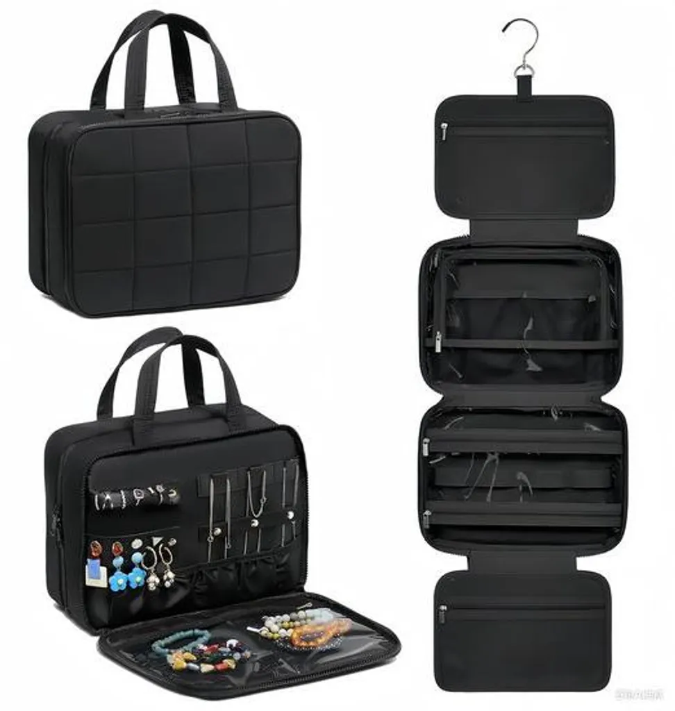 Grand vanity case suspendu pour femme avec rangement bijoux et maquillage