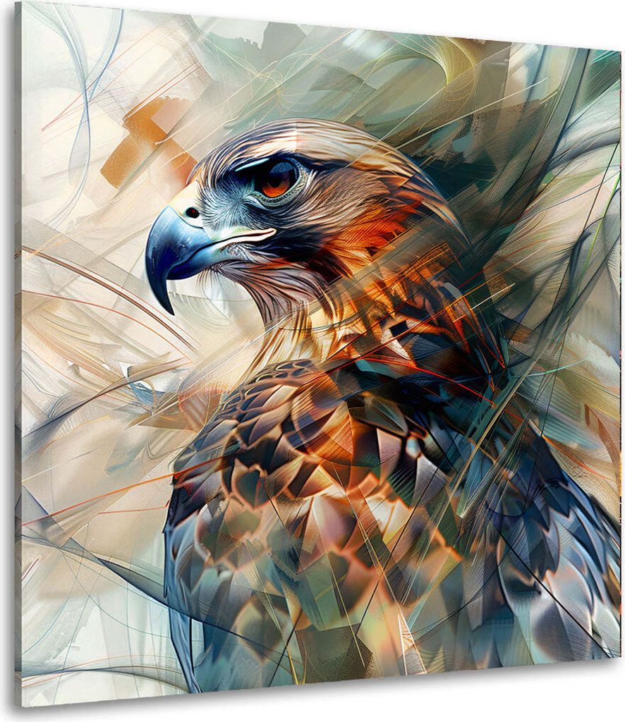 Abstrakt majestätischer Adler Leinwandbild Wandbild Kunstdruck XL Wanddeko: 120x120x4cm