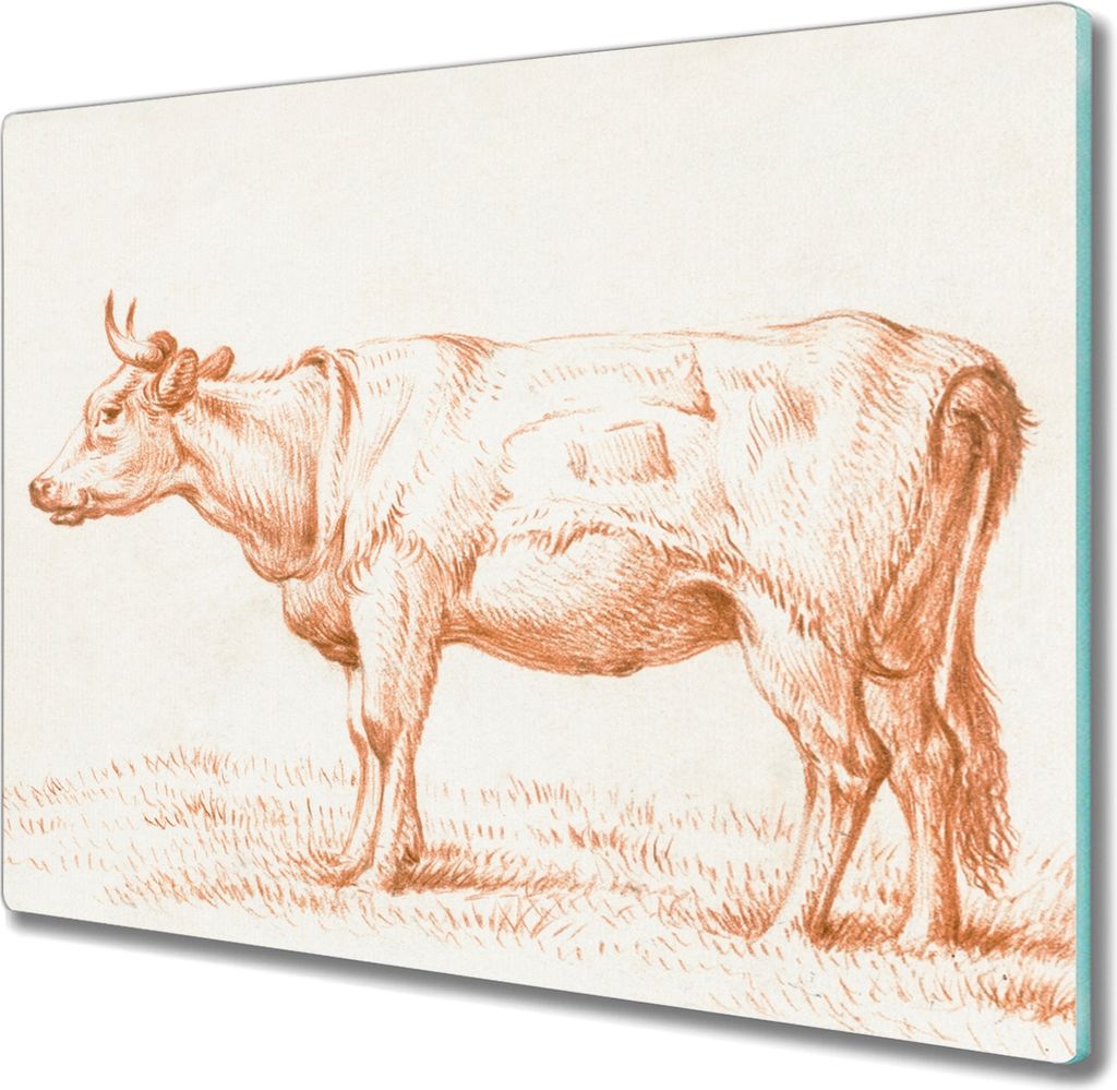 Coloray Hackbrett Kochplattenabdeckung Herdabdeckplatte 60x52 cm Schneidebrett Küchenbrett - Tier Kuh
