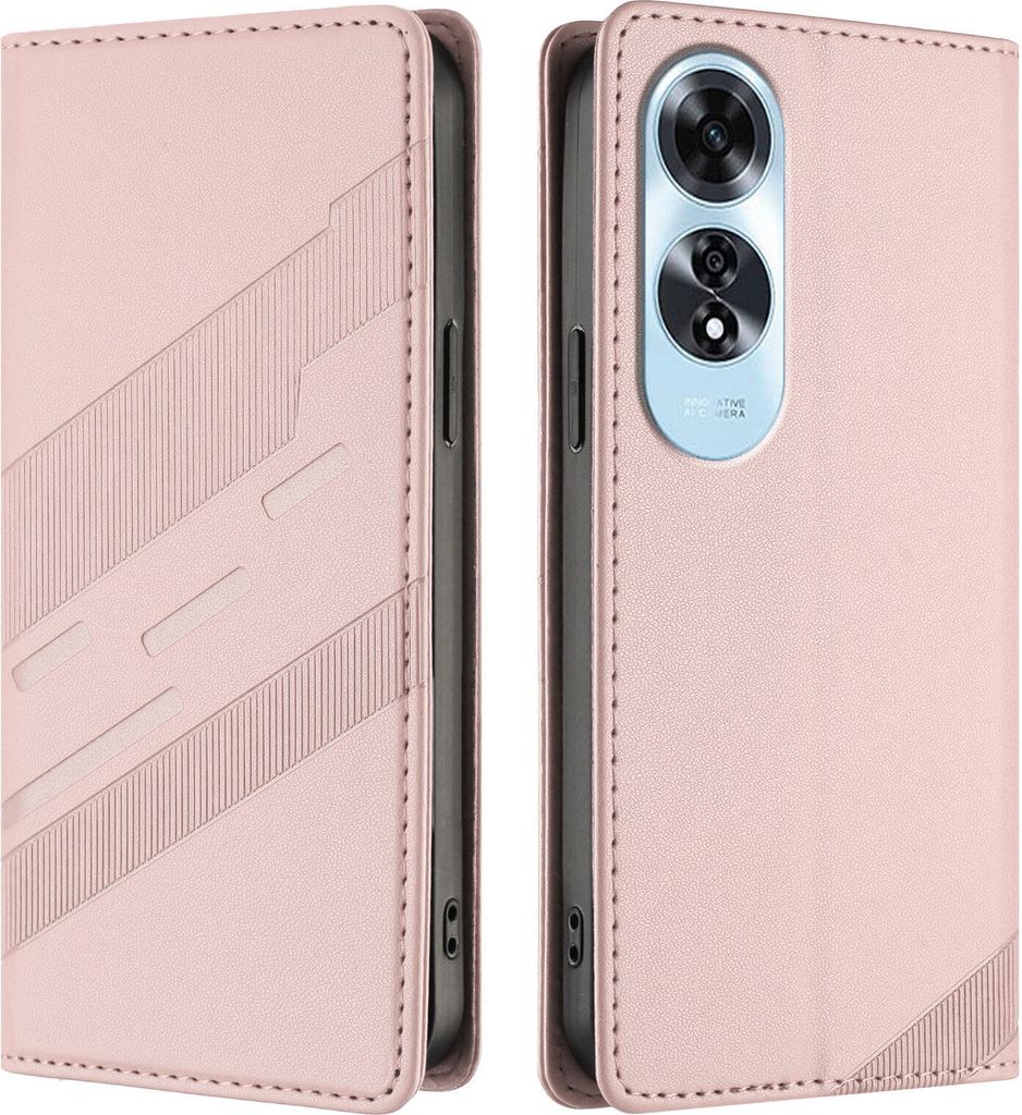 Hülle für Oppo A60, Kunstleder Brieftaschen Handyhülle mit Kartenfach und Standfunktion Pink