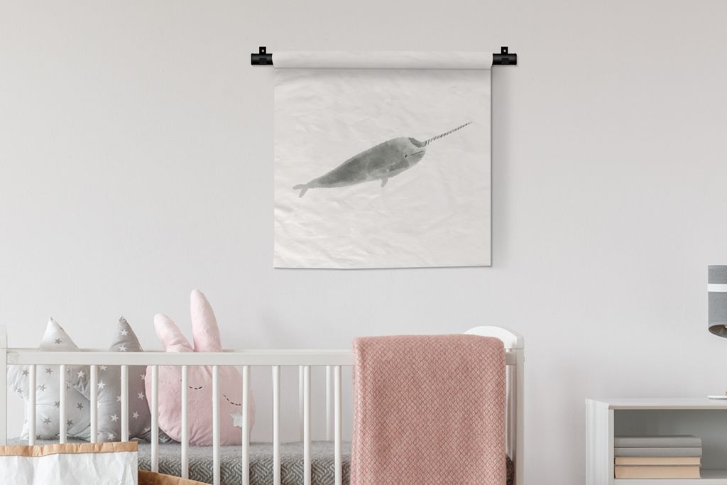 MuchoWow® Wandteppich Wandbehang Narwal - Tiere - Meer - Produktbild 