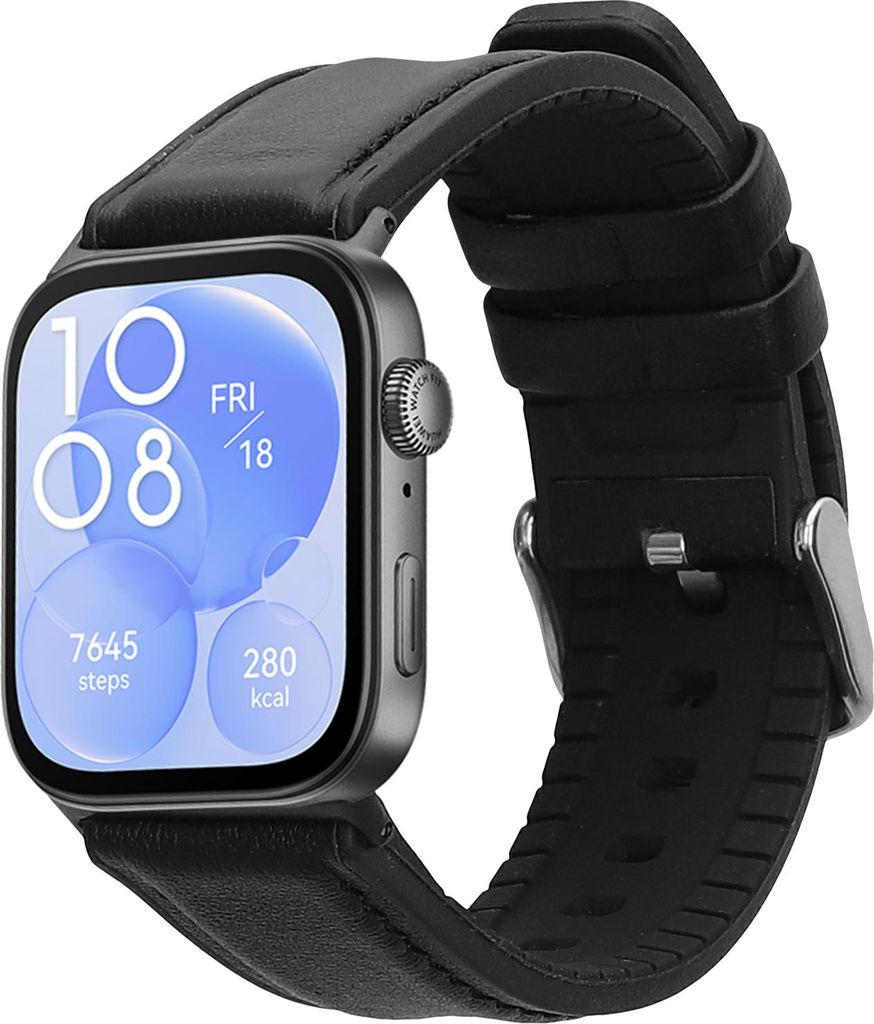 kwmobile Leder Uhrenarmband für Huawei Watch Fit 3 / Fit 4 Armband - Ersatzarmband für Fitnesstracker mit Uhrenverschluss - Wechselarmband Smartw...